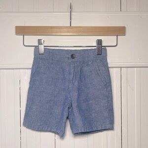 JANIE & JACK EUC Boys Linen Cotton Blend Chambray Adjustable Shorts